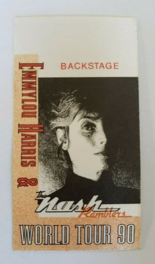 Vtg (1990) Emmylou Harris World Tour All Access Crew Backstage Pass