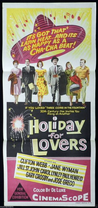 Holiday For Lovers Clifton Webb Rare Daybill Movie Poster Jane Wyman