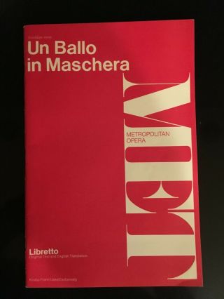 Opera Libretto Un Ballo In Maschera The Masked Ball Verdi Italian / English 1957
