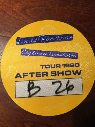 Linda Ronstadt Rare After Show Backstage Pass 1990 Tour Cloth
