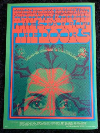 1967 Concert Postcard.  The Doors,  The Sparrow,  Family Dog,  Avalon Ballroom Sf