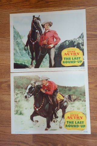 Western Movie Vintage Lobby Cards Gene Autry The Last Round - Up 11 " X14 " 47/593