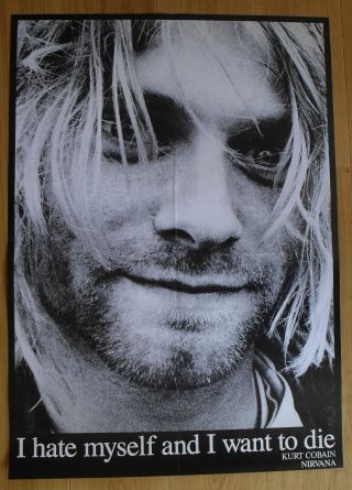 Nirvana Kurt Cobain Vintage Poster I Hate Myself And I Want To Die