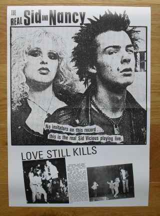 The Sex Pistols Sid Vicious Vintage Poster Punk Love Kills N.  Y.  C.