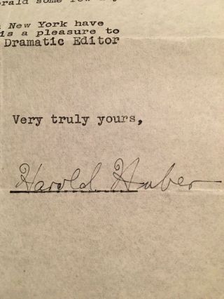 Harold Huber Autograph,  1932 TLS, 3
