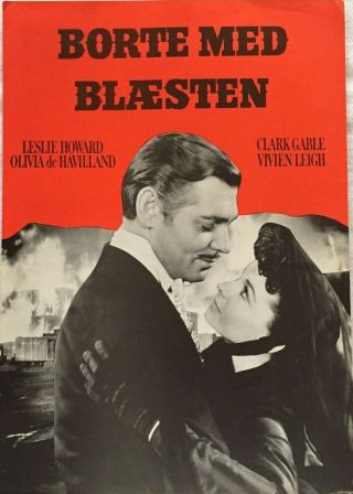 Gone With The Wind Clark Gable Vivien Leigh Vtg 1939 Danish Movie Press Release