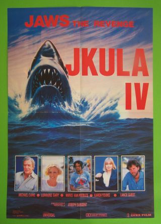 Jaws The Revenge - Michael Caine - Rare Yugoslav Movie Poster 1987 - Horror