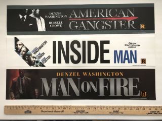 Denzel Washington Mylar 3 Set American Gangster Inside Man On Fire Movie Poster