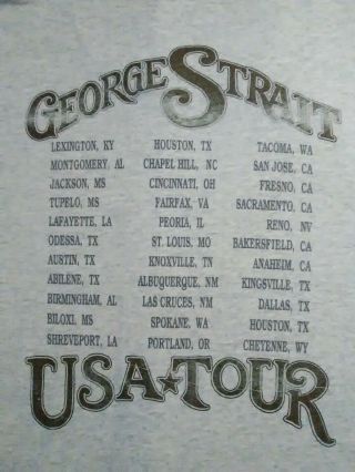 George strait vintage 1990 ' s concert t - shirt dates xl heather gray jerzees usa 5