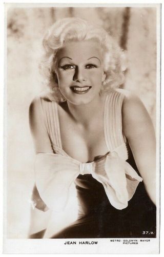 1930s British Rppc Real Photo Postcard Hollywood Blonde Bombshell Jean Harlow