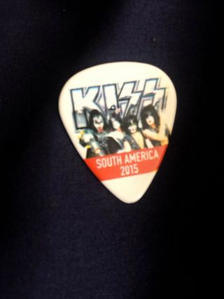 Kiss South America 2015 Tour Rare Gene Simmons Guitar Pick Signed Demon Bass