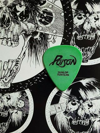 Poison 20th Anniversary Tour Green Guitar Pick
