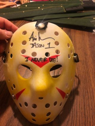 Ari Lehman Jason Voorhees Friday The 13th Signed Mask Jason 1 Yellow And Red