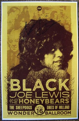 Signed Black Joe Lewis Gig Poster In - Person W/proof Concert Autograph