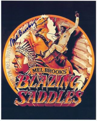 Mel Brooks Hand - Signed Blazing Saddles 8x10 Authentic W/ Color Mini - Poster