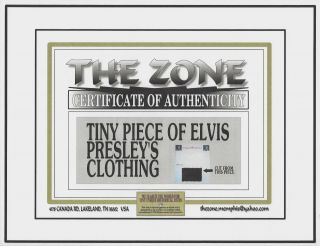 Piece of ELVIS PRESLEY ' s personal owned CLOTHING from RCA,  relic swatch wardrobe 2