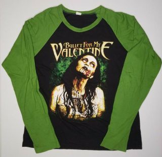 Bullet For My Valentine Long Sleeve T - Shirt Size M Black W/ Green Sleeves