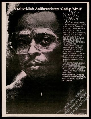 1975 Miles Davis Photo Get Up With It Album Release Vintage Print Ad