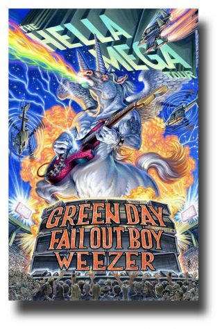 Green Day Poster Hella Mega Tour Weezer Fall Out Boy 11 " X17 " Ships Sameday Usa