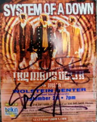 System Of A Down Autographed/hand - Signed X4 Tour Display;serj,  Daron,  Shavo,  John
