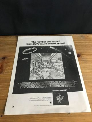 1978 Vintage 8x11 Album Promo Print Ad For Intergalactic Touring Band 3077 Ad