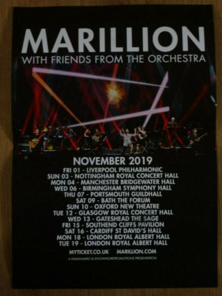 Marillion With Friends From The Orchestra - Uk Tour Nov.  2019 Concert Gig Poster