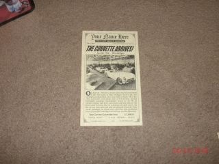 The Corvette Arrives June 30,  1953 Flint,  Mi.  - Nostalgic America Adverstising Card