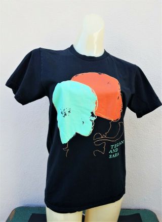 Tegan And Sara Tee Shirt Size Small Black Orange Green Silhouette Screen Pr