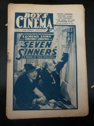 Seven Sinners Edmund Lowe & Suicide Club Rob Montgomery Boys Cinema Uk 10/3/1936