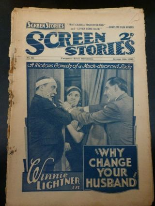 Why Change Your Husband & Lover Come Back J.  Mulhall Screen Stories Uk 10/10/1931