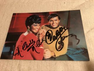 Autographed Star Trek Postcard Nichelle Nichols Uhura Walter Koenig Pavel Chekov