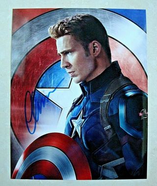 Chris Evans / Captain America / Signed 8x10 Celebrity Photo /