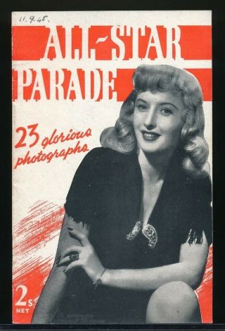 All - Star Parade 1945 Uk Movie Star Pin - Up Digest Barbara Stanwyck Cover Vv