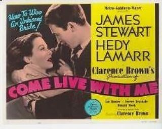 James Jimmy Stewart & Hedy Lamarr - " Come Live With Me " 1941 Publicity Art