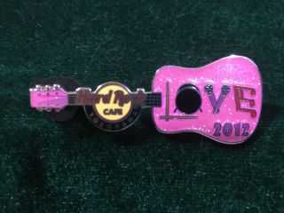 Hard Rock Cafe Pin Yokohama 2012 Love - Pink Acoustic Guitar