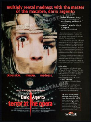 Terror At The Opera_original 1991 Trade Print Ad Movie Promo_dario Argento