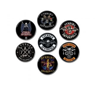 7 X Avenged Sevenfold Band Buttons (badges,  Pins,  25mm,  Patches,  Heavy Metal)