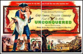 1947 Unconquered - Gary Cooper - Paulette Goddard Movie Release Print Ad (adl5)