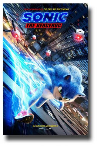 Sonic The Hedgehog Poster Movie 11 " X17 " 2020 Hedge Hog Upbldg Usa Sameday Ship