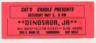 Vtg 1990s Dinosaur,  Jr Concert Show Ticket Stub Cat 