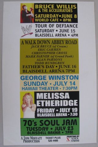 Promo Poster For Melissa Etheridge,  Bruce Willis & George Winston - 2002