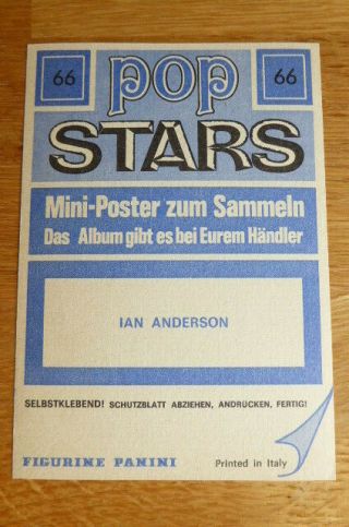 IAN ANDERSON JETHRO TULL PANINI POP STARS MINI - POSTER STICKER 66 1975 SCARCE 2