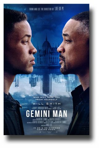 Gemini Man Movie Poster 11 " X17 " 2019 Bldg Rflect Will Smith Usa Ships Sameday