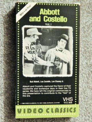 ABBOTT AND COSTELLO VOL 1 (TV) (VHS 1980s) LON CHANEY JR GUESTS 2