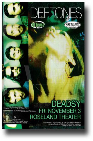 Deftones Poster 11 " X17 " Concert Rsld Cover Ships Sameday From Usa