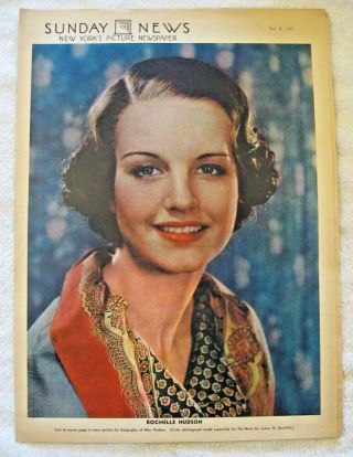 Vtg Rochelle Hudson Cover Photo 1935 Ny Sunday News Hollywood Actress Movie Star