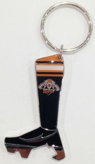 Wests Tigers Nrl Boot Bottle Opener Metal Key Ring Chain Keyring
