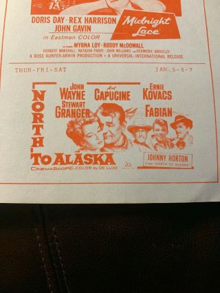 Movie Flyer “north To Alaska” John Wayne Plus Others