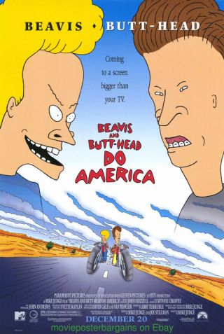 Beavis And Butthead Do America Movie Poster Ds 27x40 One Sheet Animation