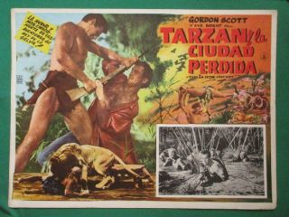Tarzan In The Lost City Gordon Scott Art Spanish Mexican Lobby Card